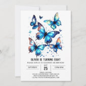 Blauwe Boho vlinder jongen Verjaardag Kaart (Voorkant)