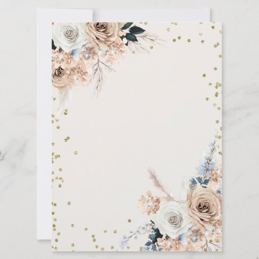 Blauwe boho wacht op baby shower uitnodiging (Achterkant)