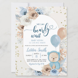 Blauwe boho wacht op baby shower uitnodiging