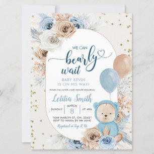Blauwe boho wacht op baby shower uitnodiging