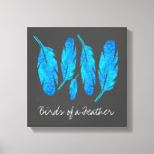 Blauwe boho waterverf vether canvas afdruk (Voorkant)