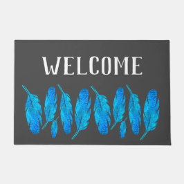 Blauwe boho waterverf vether deurmat