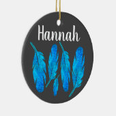 Blauwe boho waterverf vether keramisch ornament (Rechts)