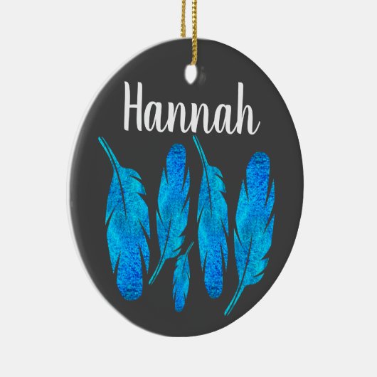 Blauwe boho waterverf vether keramisch ornament (Rechts)