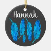 Blauwe boho waterverf vether keramisch ornament (Voorkant)