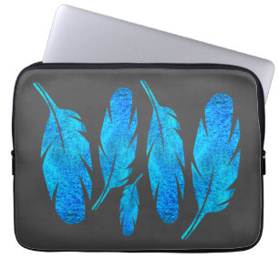 Blauwe boho waterverf vether laptop sleeve
