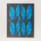 Blauwe boho waterverf vether legpuzzel (Verticaal)