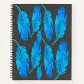 Blauwe boho waterverf vether notitieboek (Voorkant)