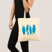 Blauwe boho waterverf vether tote bag (Voorkant (product))