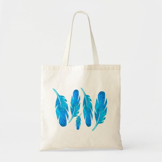 Blauwe boho waterverf vether tote bag (Voorkant)