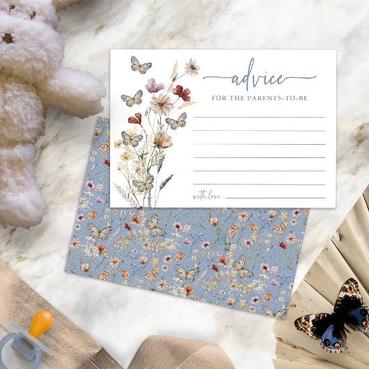 Blauwe Boho Wildbloem Advieskaart Kaart