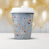 Blauwe Boho Wildbloemen Papieren Bekers