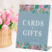 Blauwe Boho Wildflower trouwkaarten en geschenken Reclamebord Met Voetstuk