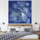 Blauwe Bokeh bladeren gewikkeld canvas (Insitu (Slaapkamer))