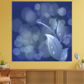Blauwe Bokeh bladeren gewikkeld canvas (Insitu (Woonkamer))