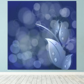 Blauwe Bokeh bladeren gewikkeld canvas (Insitu (Houten vloer))