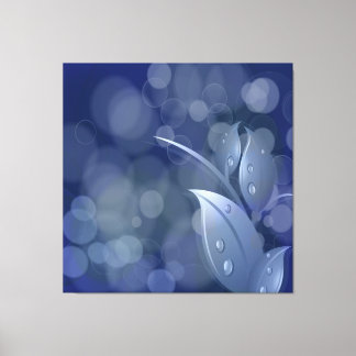 Blauwe Bokeh bladeren gewikkeld canvas Afdruk