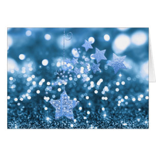 Blauwe Bokeh Faux schittert & Sterren