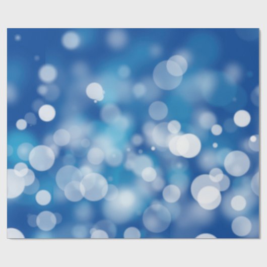 Blauwe Bokeh feestverlichting Cadeaupapier (Vlak)
