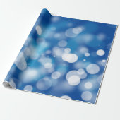 Blauwe Bokeh feestverlichting Cadeaupapier (Uitgerold)
