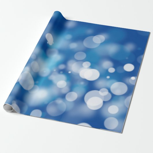 Blauwe Bokeh feestverlichting Cadeaupapier (Uitgerold)
