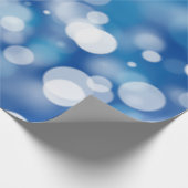 Blauwe Bokeh feestverlichting Cadeaupapier (Hoek)