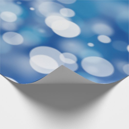 Blauwe Bokeh feestverlichting Cadeaupapier (Hoek)
