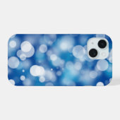 Blauwe Bokeh Feestverlichting iPhone 15 Case (Achterkant horizontaal)