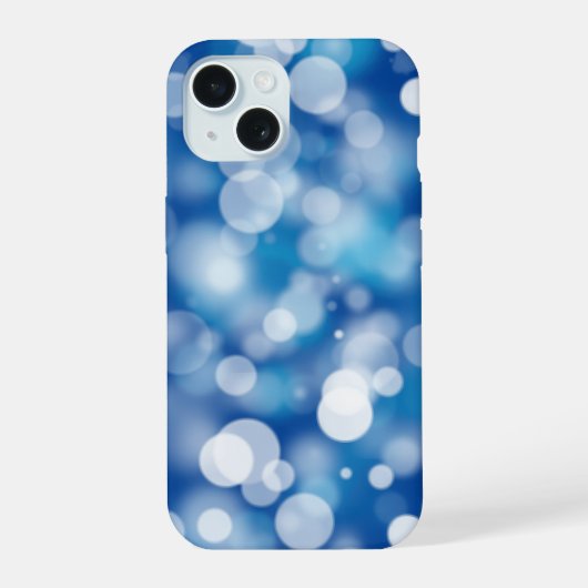 Blauwe Bokeh Feestverlichting iPhone 15 Case (Achterkant)