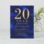 Blauwe Bokeh lichten 20 jaar klasse reünie Kaart (Staand voorkant)