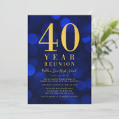 Blauwe Bokeh lichten 40 jaar klasse reünie Kaart (Staand voorkant)