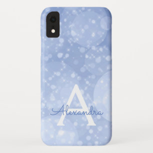 Blauwe Bokeh schittert Monogram Sparkly Case-Mate iPhone Case