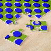 Blauwe bol optische illusie legpuzzel (Zijkant)