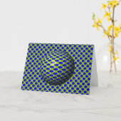 Blauwe bol optische verlichting kaart (Gele Bloem)