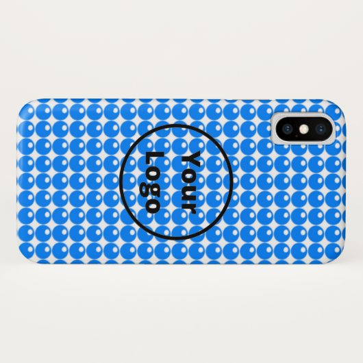 Blauwe bolcirkels patroon op wit Case-Mate iPhone case (Achterkant (horizontaal))