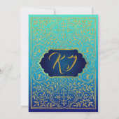 Blauwe Bollywood Arabian Nights Birthday Christeni Kaart (Achterkant)