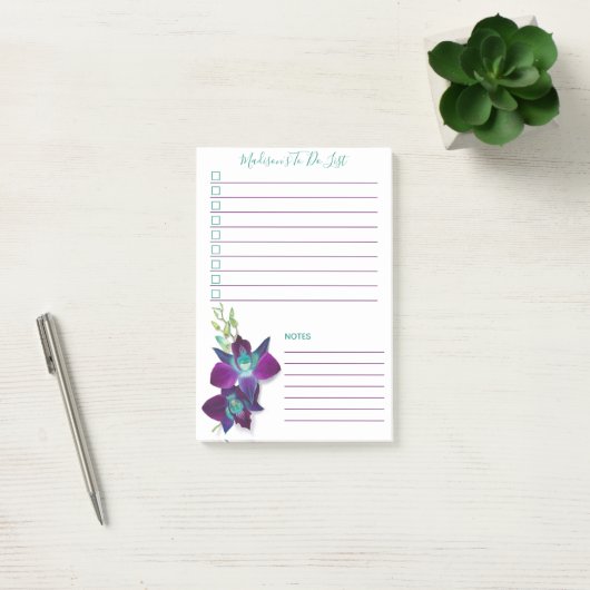 Blauwe Bom Dendrobium Orchid, gepersonaliseerd om  Post-it® Notes (Kantoor)