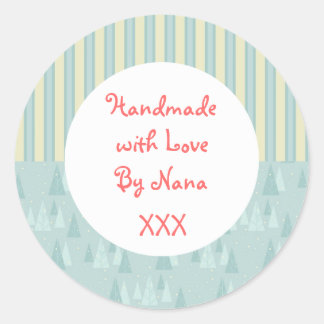 Blauwe bomen 'Handgemaakt door' Kerst stickers