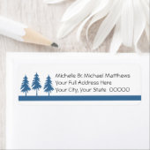 Blauwe bomen informele handgeschreven look bruilof etiket (Insitu)