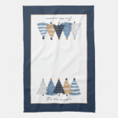 Blauwe Bomen Moderne Eenvoudige Kerstmis Vakantie  Theedoek (Verticaal)