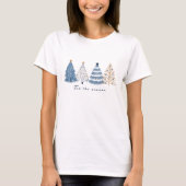 Blauwe Bomen Moderne Eenvoudige Kerstvakantie T-shirt (Voorkant)