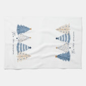 Blauwe Bomen Moderne Eenvoudige Kerstvakantie Theedoek (Horizontaal)