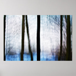 blauwe bomen poster