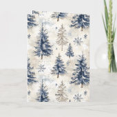Blauwe Bomen Sneeuwvlokken Kerstmis Raam Kaart (Achterkant)