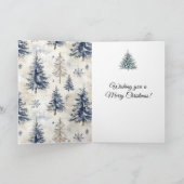 Blauwe Bomen Sneeuwvlokken Kerstmis Raam Kaart (Binnen)