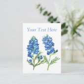 Blauwe bonen Texas Blauwe bloemen vintage waterver Briefkaart (Staand voorkant)