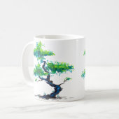 Blauwe Bonsai Waterverf Koffie Mok (Voorkant links)