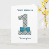 Blauwe boog 1e verjaardag kaart (Gele Bloem)