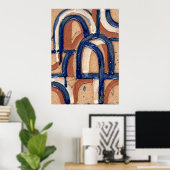 Blauwe Boog Abstracte Patroon Poster (Thuiskantoor)