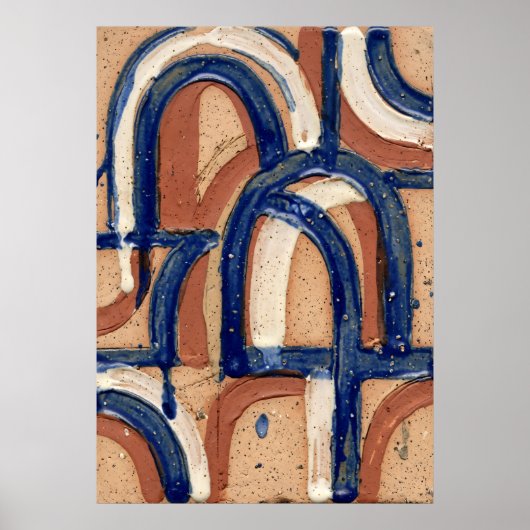 Blauwe Boog Abstracte Patroon Poster (Voorkant)